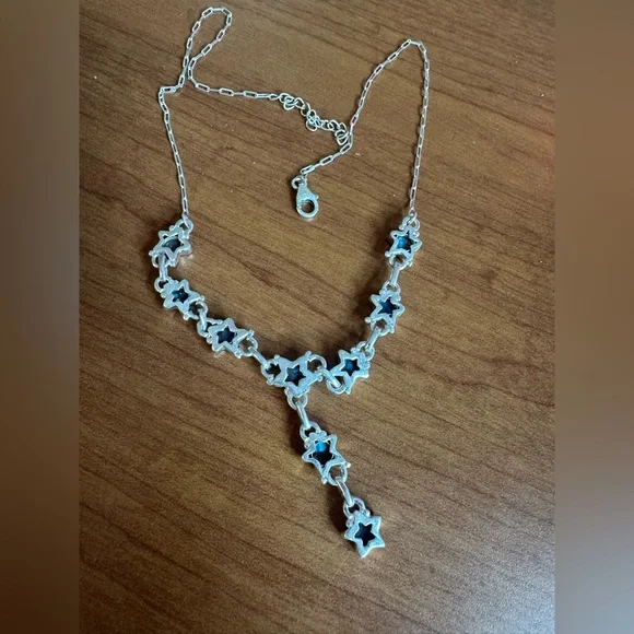 Starry Purple Dahlia Turquoise Sterling Silver Lariat Necklace - Picture 4 of 5